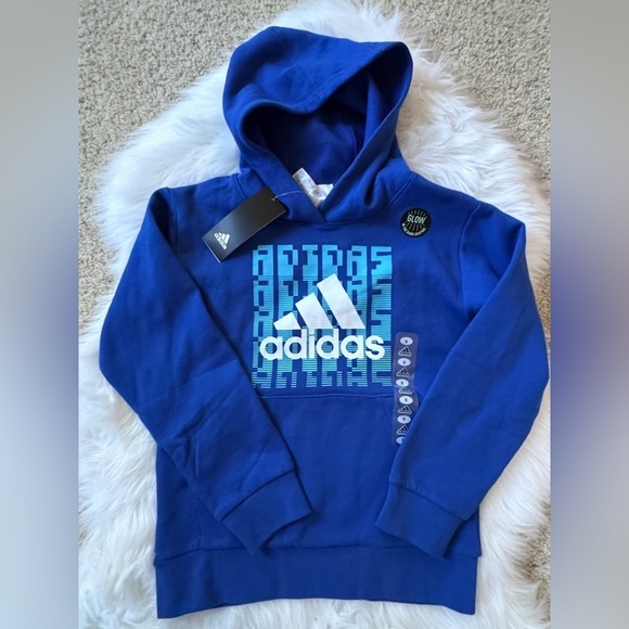 adidas Other - Adidas Size 8 (S) Kids Royal Blue Graphic Hoodie w/ Glow in the Dark Feature